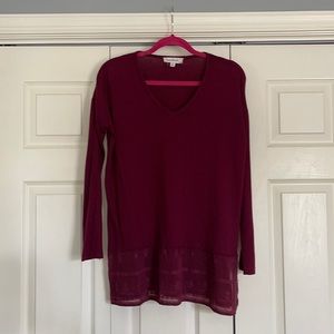 Cloud Chaser Blouse in Red with Lace Trim